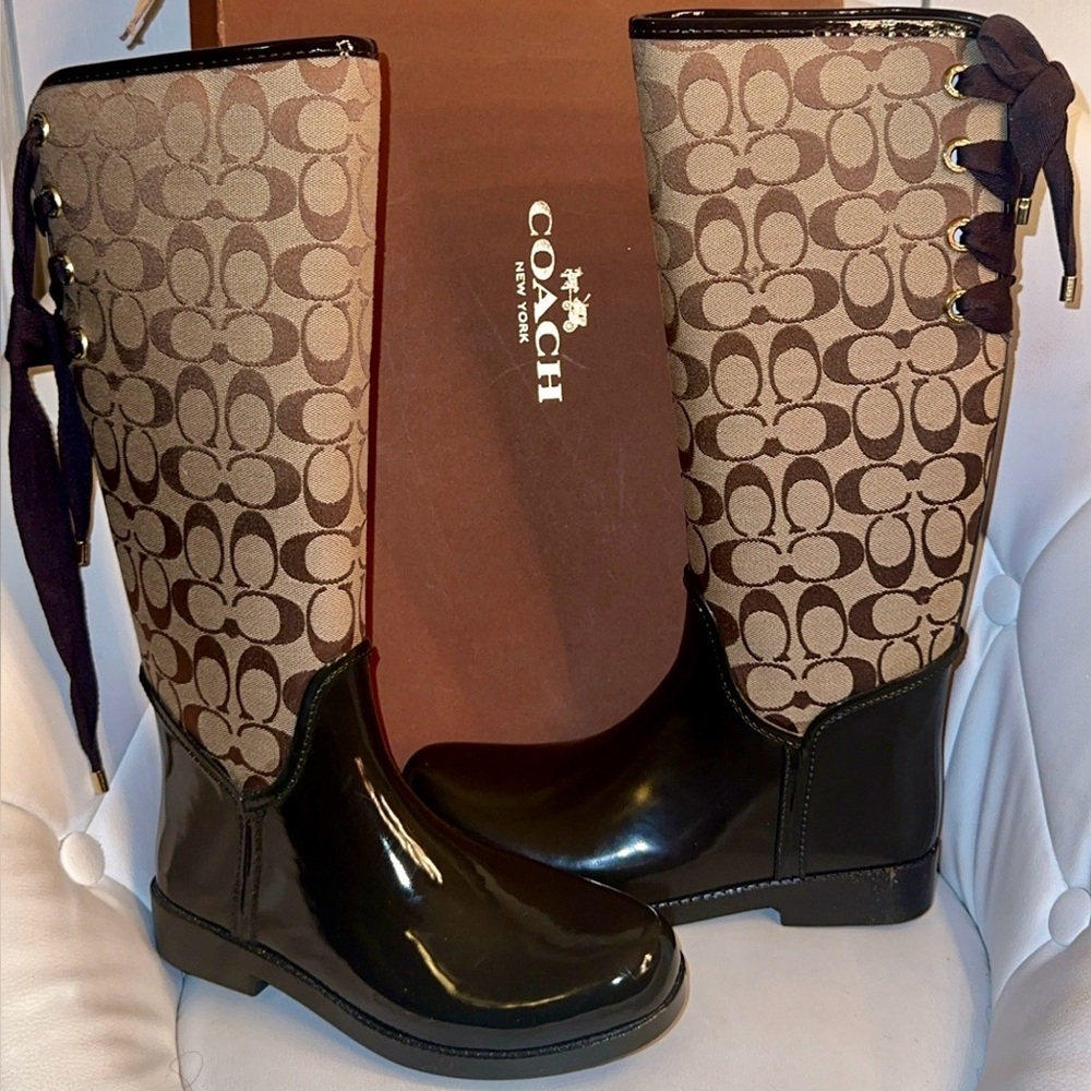 Coach Signature Patterned Rain Boots